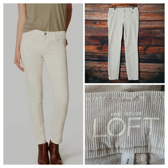 Ann Taylor LOFT Corduroy Pants Size 8 29 Modern Skinny Light Khaki Tan Low Rise - Picture 1 of 9
